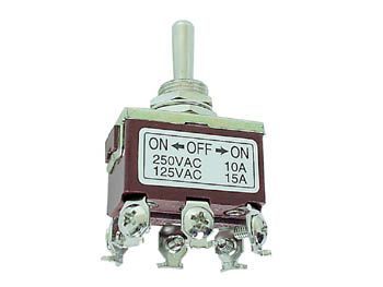 TOGGLE SWITCH DPDT 2P ON ON 10A 250V