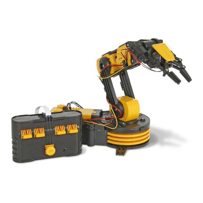 Educational robot arm with 5 motors, movable joints and LED light