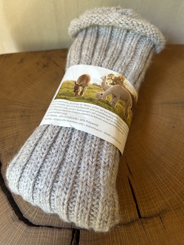 Alpaka Beinstulpen grau/beige