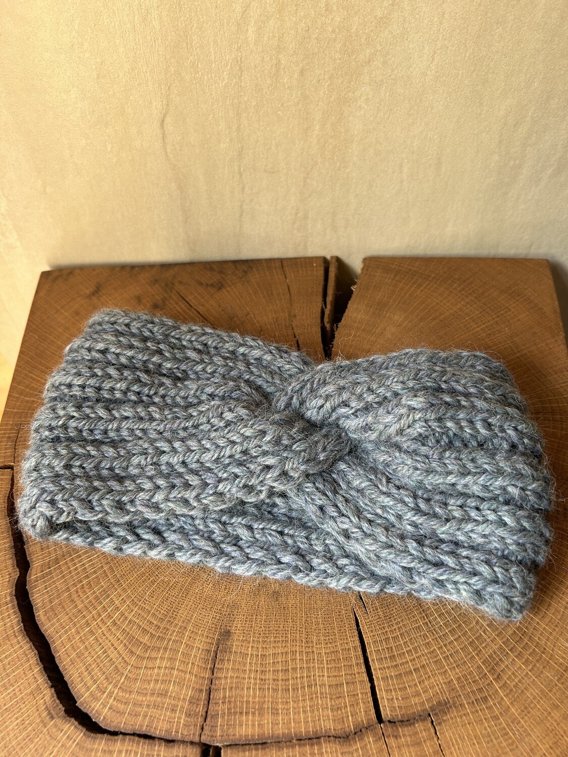 Baby Alpaka Stirnband „Zopf“ grau