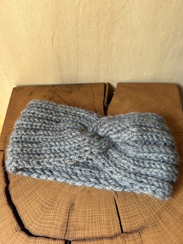 Baby Alpaka Stirnband „Zopf“ grau