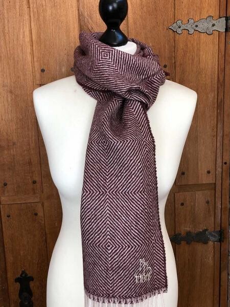 Baby Alpaka Schal mit Muster bordeaux rot