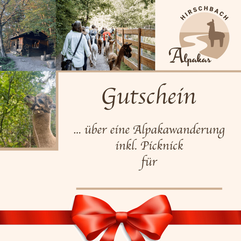 Geschenkgutschein Alpakawanderung 1 Person zum Ausdrucken