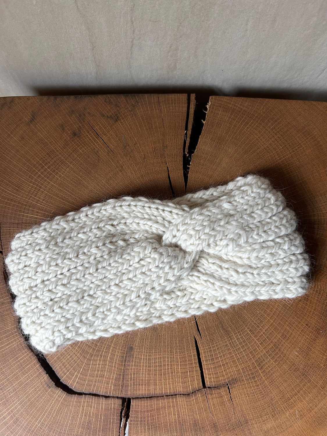 Baby Alpaka Stirnband „Zopf“ naturweiss