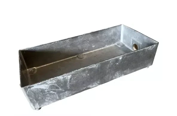 Bac condensat horizontal en fonte d'aluminium -  Capacité de 1,9 Litres - Dimensions : L x l x H en mm - 280 x 130 x 72. Pose à l'horizontale