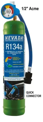 R134A  - Gaz réfrigérant en bouteille de 900 gr avec manomètre et prise connexion