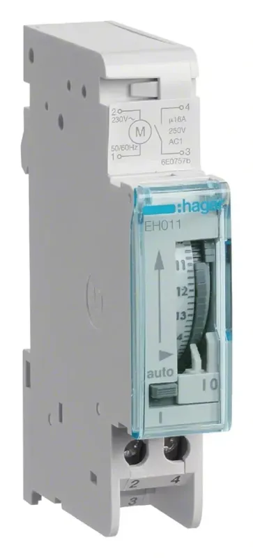 Hager - Horloge  journalière - Interrupteur Horaire -  Avec réserve de marche - 230 V