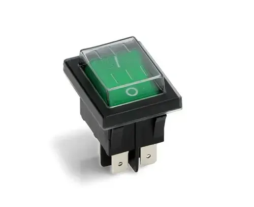 Interrupteurs - Interrupteur à touche basculante vert avec capuchon étanche - Sérigraphie 0 / 1