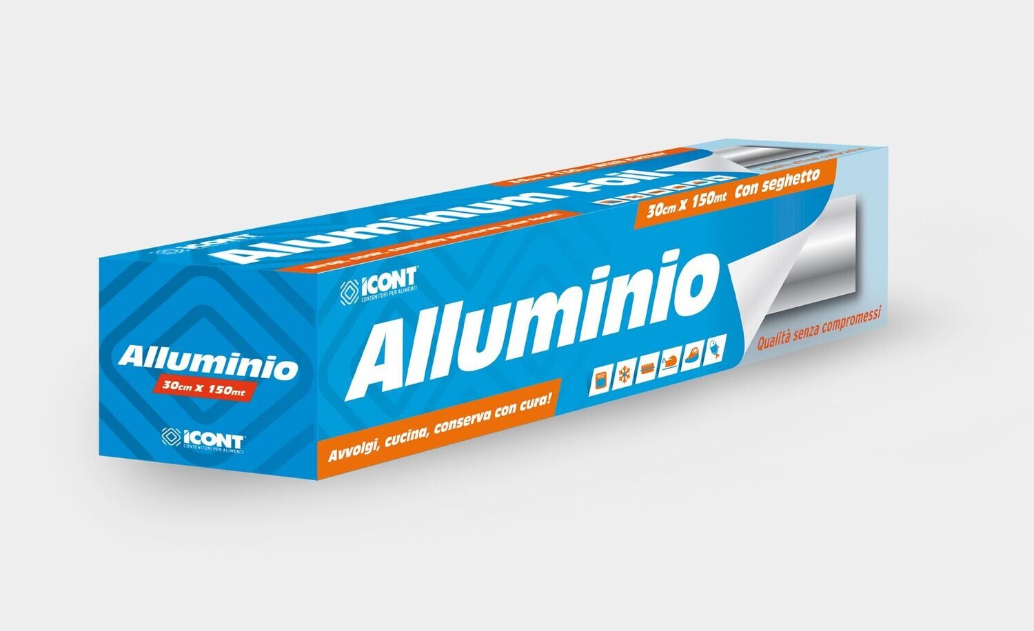 Pellicola alluminio roll, Dimenisioni: Pellicola alluminio roll mt 150 - mm 300 x 150 mt