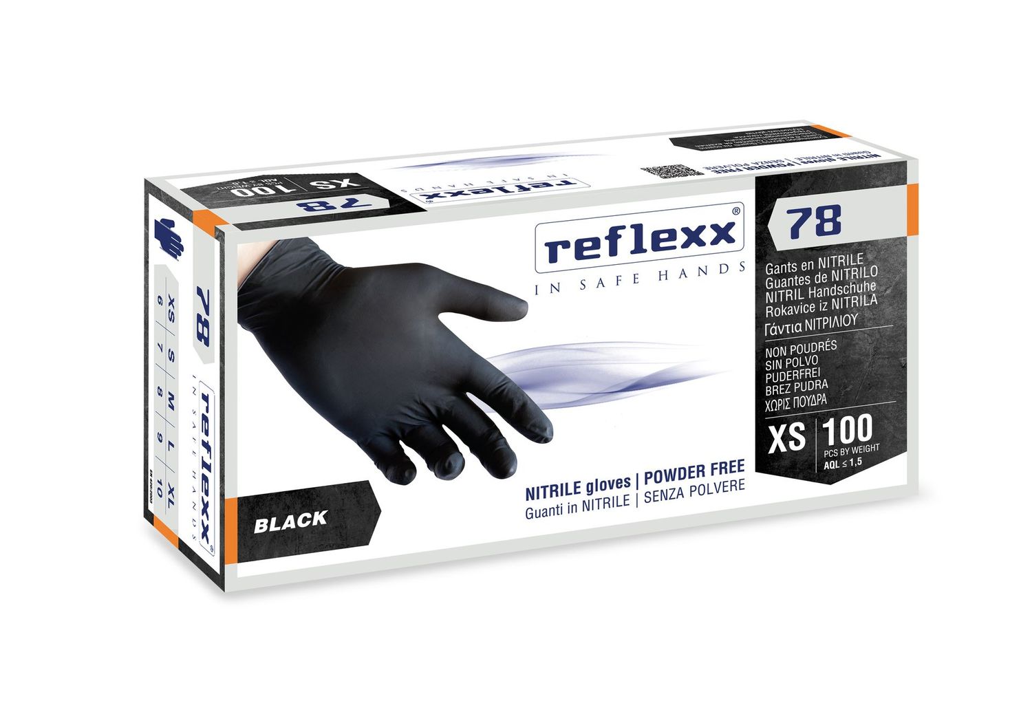 Guanti nitrile NERO senza polvere R78 4 g
