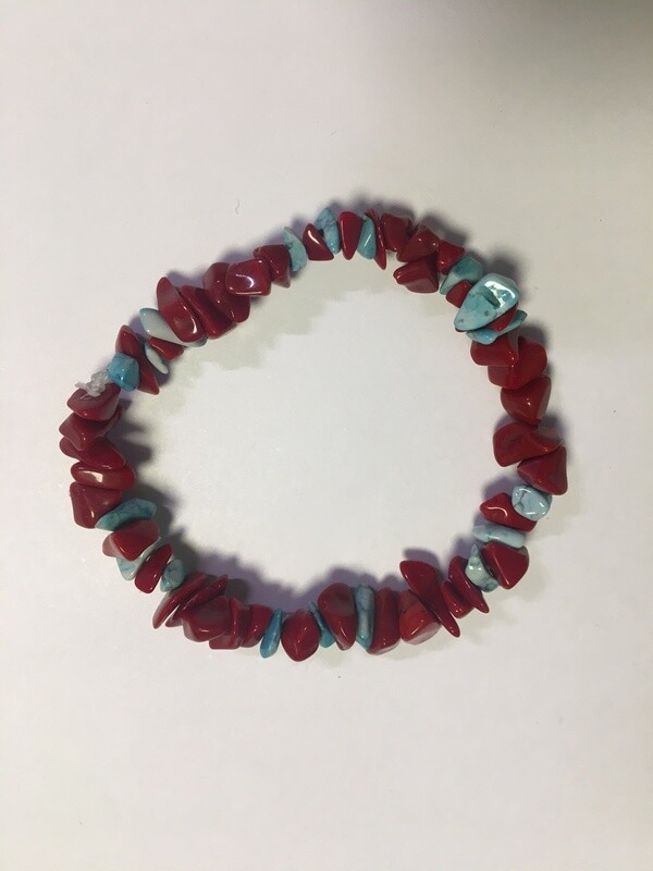 Steinkette Armband Türkis, roter Jaspis aus defekten und ungebrauchten Ketten