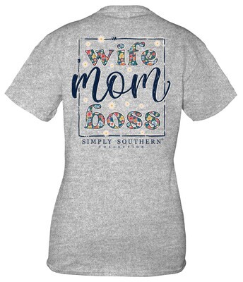 Simply Southern Short Sleeve Mom-Heather Grey+