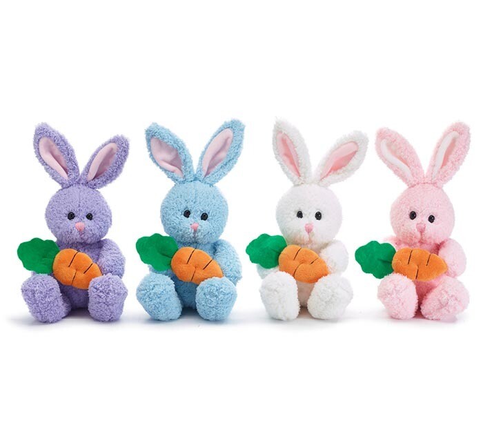 Easter White Bunny Plush w/Carrot+