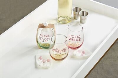 Christmas Wine Glass & Chilling Stone Set+