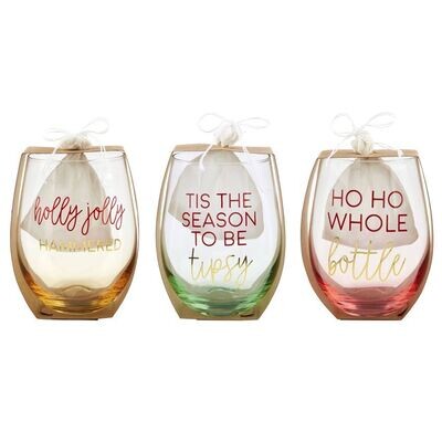 Christmas Wine Glass &amp; Chilling Stone Set+