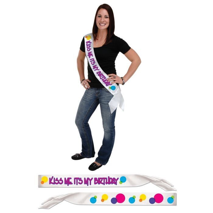 Kiss Me It&#39;s My Birthday Sash+