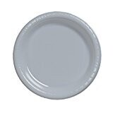 Shimmering Silver 10&quot; Plastic Banquet Plates 20ct AMZ+
