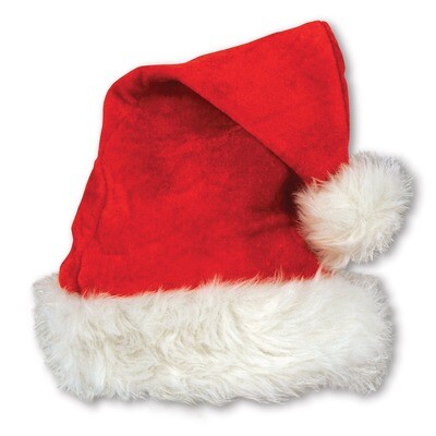 Red Velvet Santa Hat with Plush Trim AMZ+