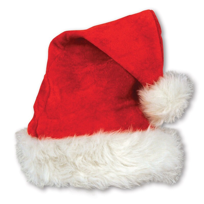 Red Velvet Santa Hat with Plush Trim+