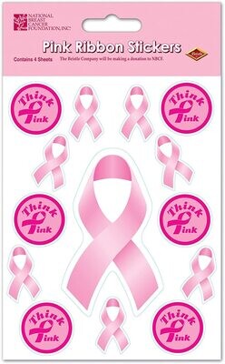Pink Ribbon Stickers 4 sheets+