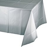 Shimmering Silver 54x108 Plastic Tablecover+