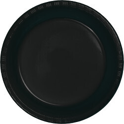 Black Velvet 10&quot; Plastic Banquet Plates 20ct+
