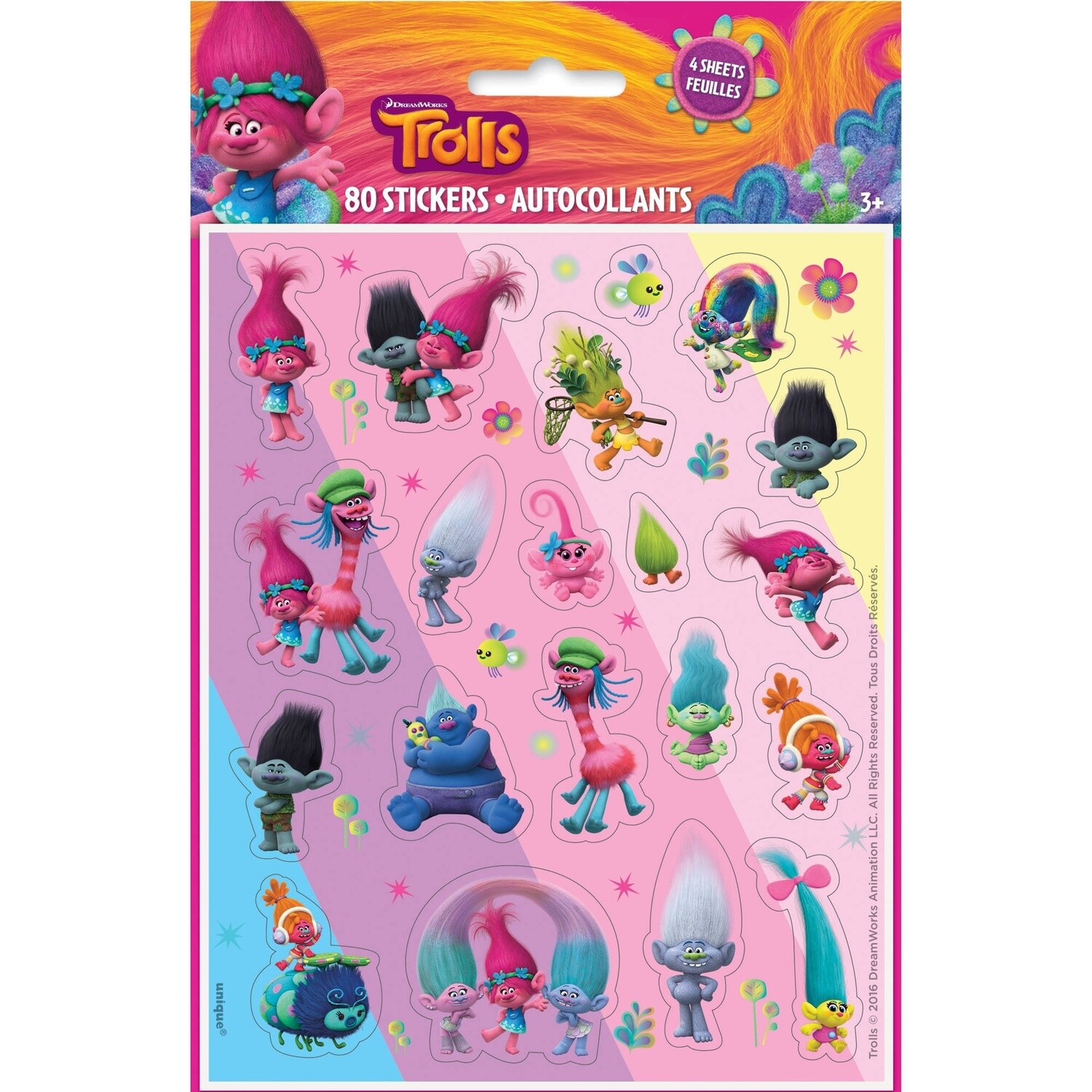 Trolls Sticker Sheets 4ct AMZ+
