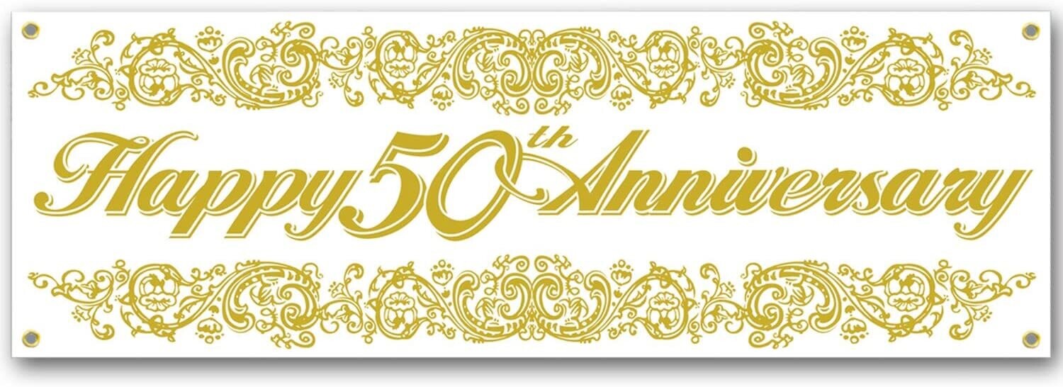 Happy 50th Anniversary Sign Banner+