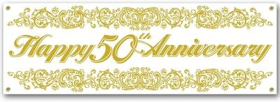 Happy 50th Anniversary Sign Banner+