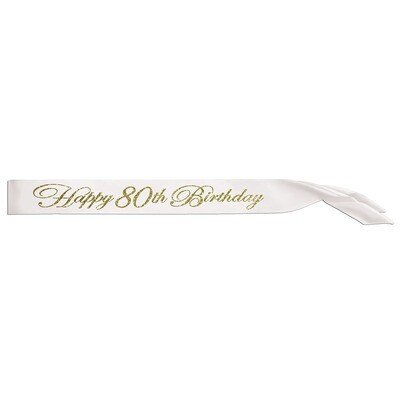 Happy 80th Birthday Glittered Sash+