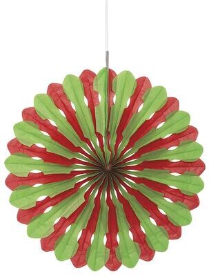 Red &amp; Green Christmas Decorative Tissue Fan+