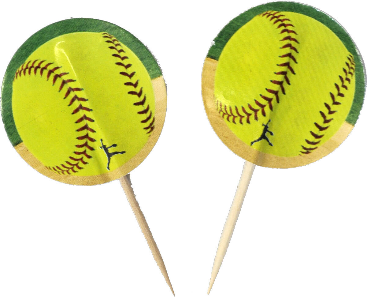 Softball Cupcake Picks 24ct+