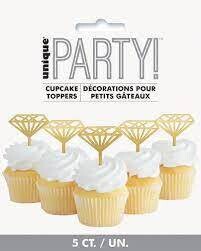 Gold Diamond Cupcake Toppers+