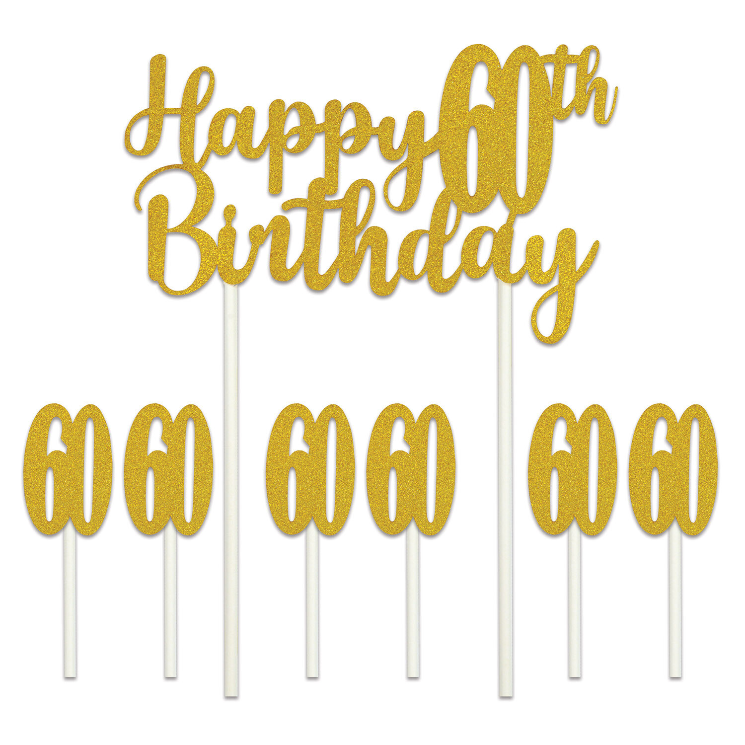 Happy 60th Birthday Cake Topper+
