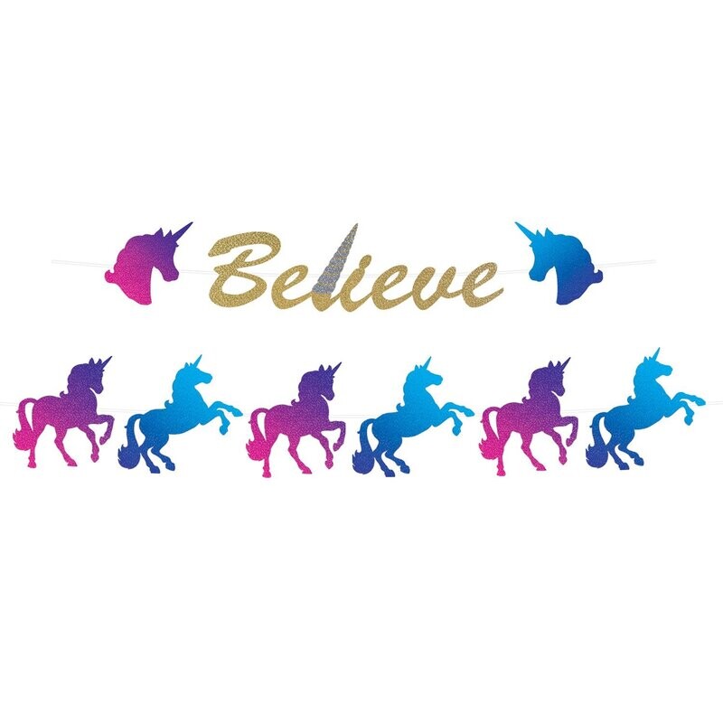 Glitter Believe Unicorn Ribbon Streamer Set+