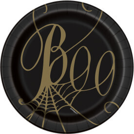 Boo Black &amp; Gold Spider Web 7&quot; Plates AMZ+