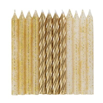 Glitter and Gold Spiral Birthday Candle, 24ct