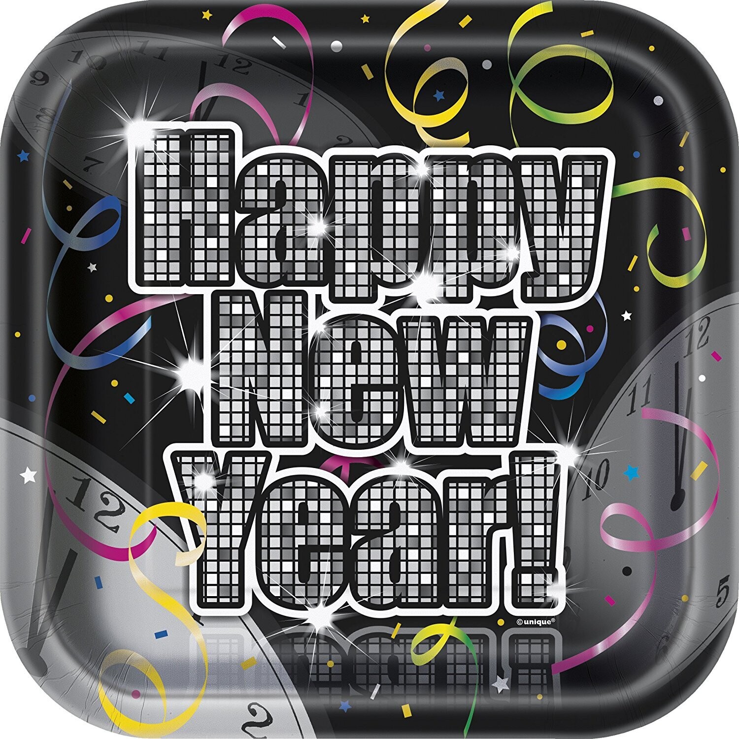 Countdown To New Years 7&quot; Square Plates 8ct+