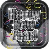 Countdown To New Years 7&quot; Square Plates 8ct+