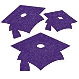Purple Grad Cap Glitter Mini Cutouts 12ct+(AMZ)