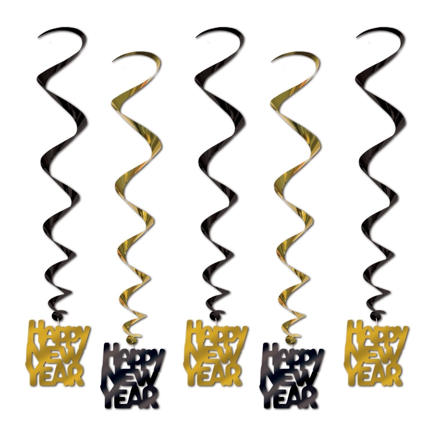 Happy New Years Gold &amp; Black Whirls+