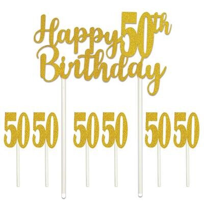 Happy 50th Birthday Cake Topper 7 pieces+
