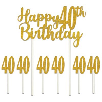 Happy 40th Birthday Cake Topper+