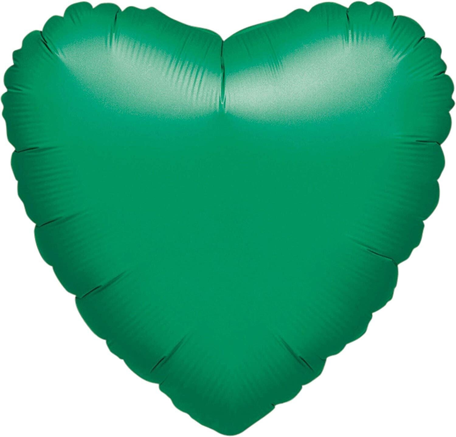 18” Green Heart Mylar Balloon+