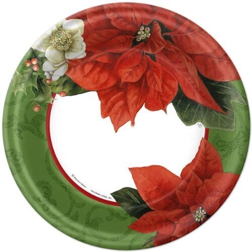 Hallmark Christmas Poinsettia 9&quot; Dinner Plates 8ct+