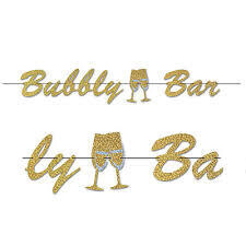 Gold Glitter Bubbly Bar Streamer Banner 5ft+