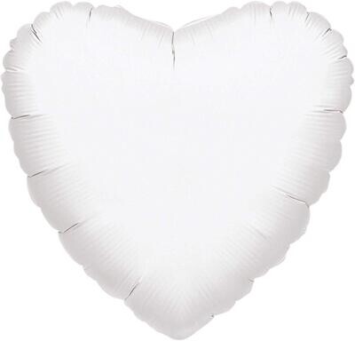 18” White Heart Mylar Balloon+