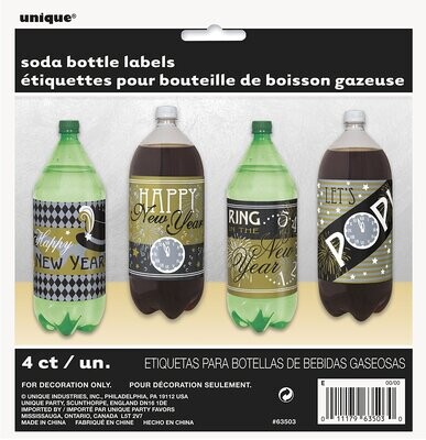 New Years Soda Bottle Labels 4ct AMZ+