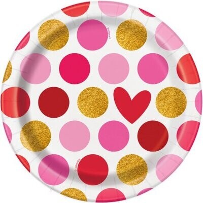 Gold Happy Valentine&#39;s Day 7&quot; Plates 8ct+