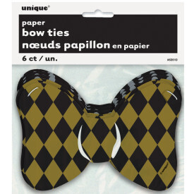 Paper Bow Ties Black &amp; Gold 6ct+